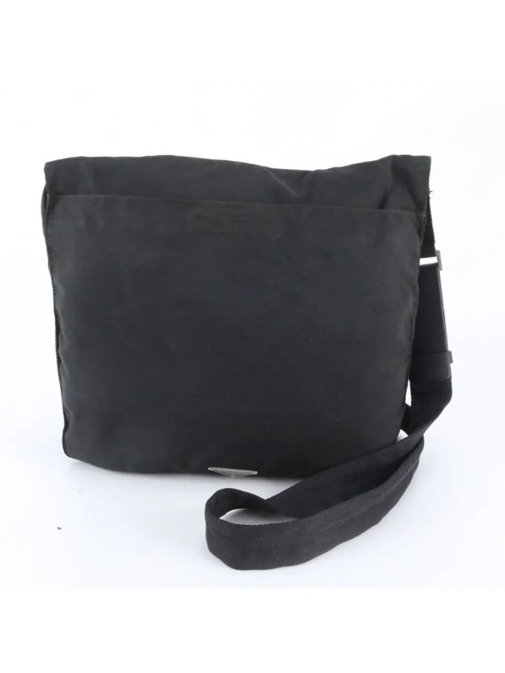 Prada White Tessuto Nylon Triangle Logo Leather Shoulder Bag Crossbody Messenger